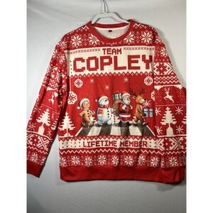 Ugly Christmas Sweater with The Text TEAM COPLEY and LIFETIME MEMBER Size L NWOT